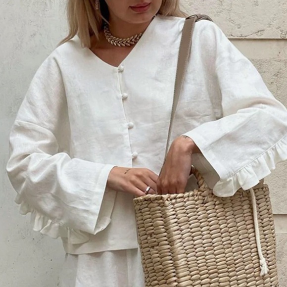 Commense Cotton Ruffle Short Set - Picture 2 of 6